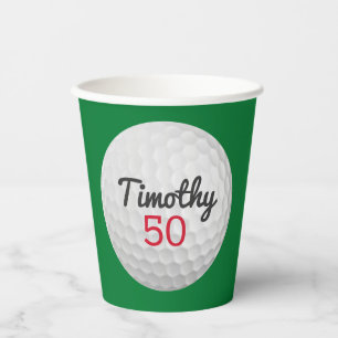 Gobelets En Papier Golf Ball Anniversaire - 50e ou autre année
