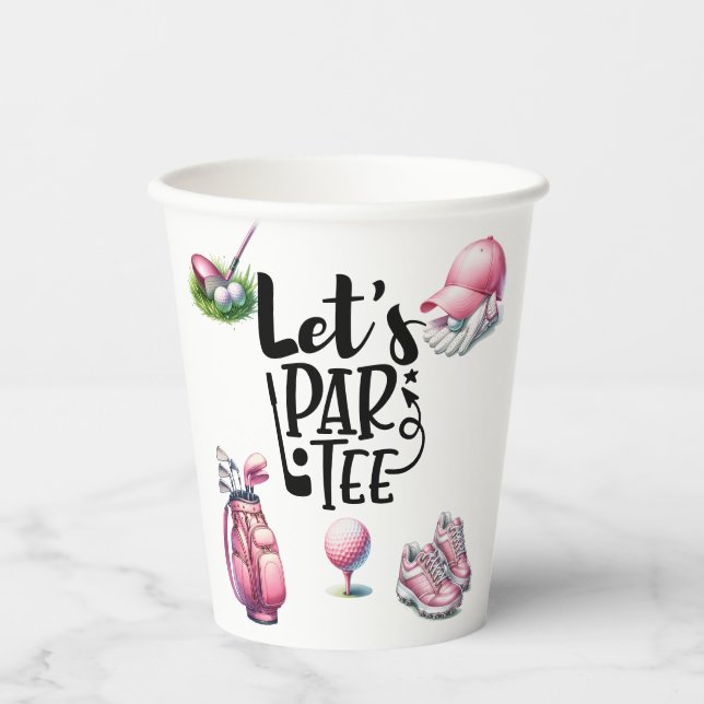Gobelets En Papier Golf rose thème pour femme Golfer Party (Recto)