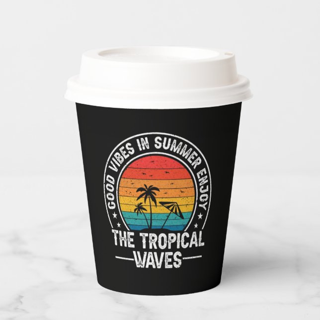 Gobelets En Papier Good Vibes Summer Tropical Waves-64107 (Recto)