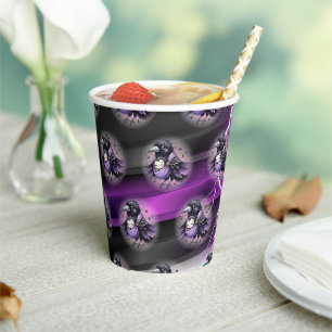 Gobelets En Papier Goth Purple Black Halloween Baby shower d'événemen
