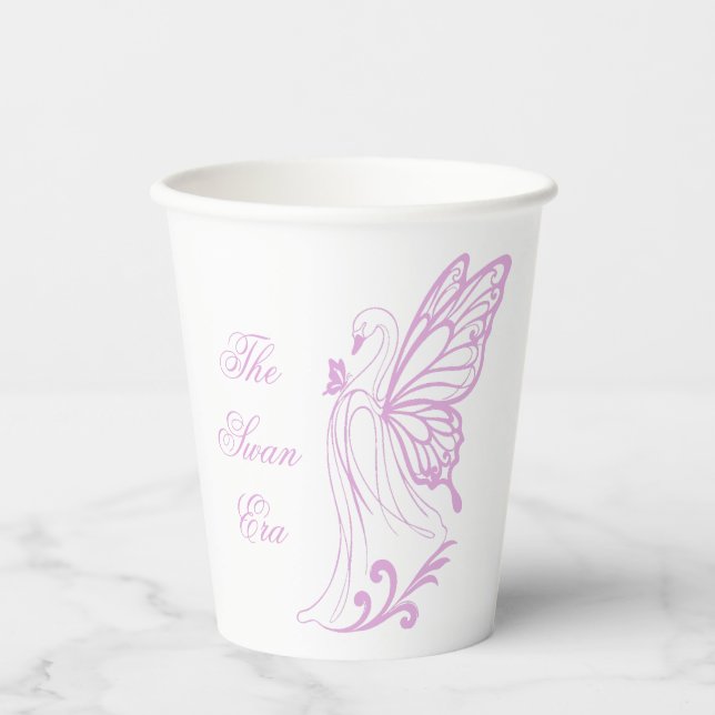 Gobelets En Papier Graceful swan with butterfly wings (Recto)