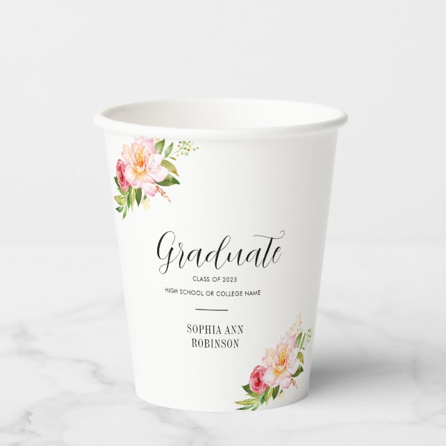 Gobelets En Papier Grad Class of 2023 Floral Graduation Party (Recto)