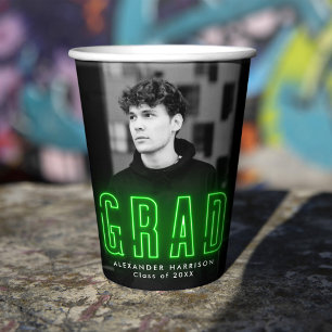 Gobelets En Papier Graduation moderne Lime Green Neon