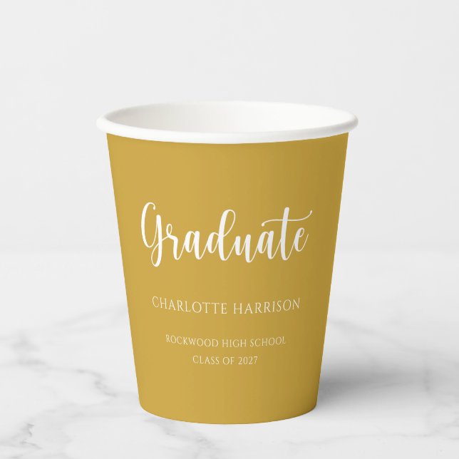 Gobelets En Papier Graduation Party Décontracté Script moderne (Recto)