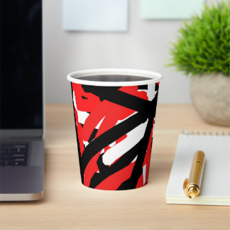 Gobelets En Papier Graffiti noir, blanc et rouge