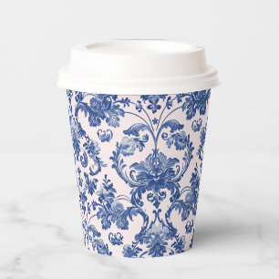 Gobelets En Papier Grandmillennial Rose & Blue Damas