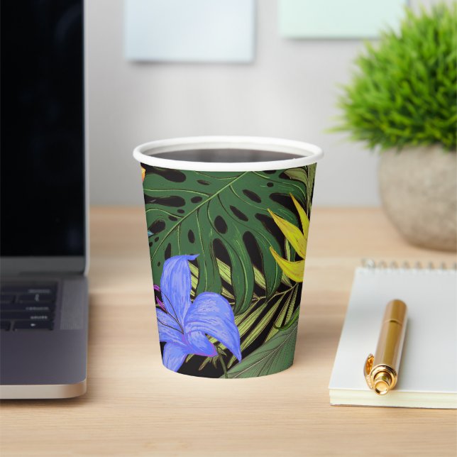 Gobelets En Papier Graphique de fleur d'Aloha de Hawaii tropical (Insitu)