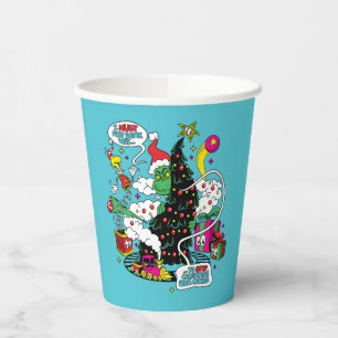 Gobelets En Papier Graphique de Noël coloré Grinch
