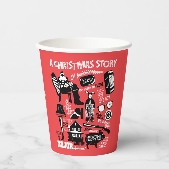 Gobelets En Papier Graphique d'icônes de l'histoire de Noël (Recto)