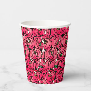 Gobelets En Papier Graphique rose Art Nouveau Rennie Macintosh