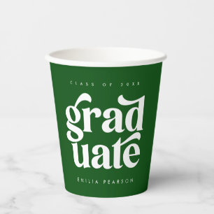 Gobelets En Papier Gras moderne Type Green Graduation Party