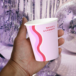 Gobelets En Papier Gras Retro Wave esthétique rose et Mariage rouge