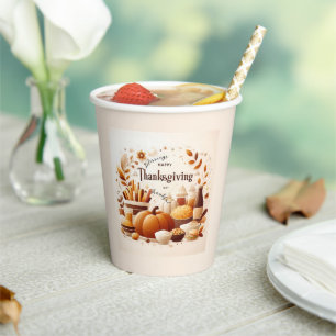 Gobelets En Papier Grateful Festin Thanksgiving