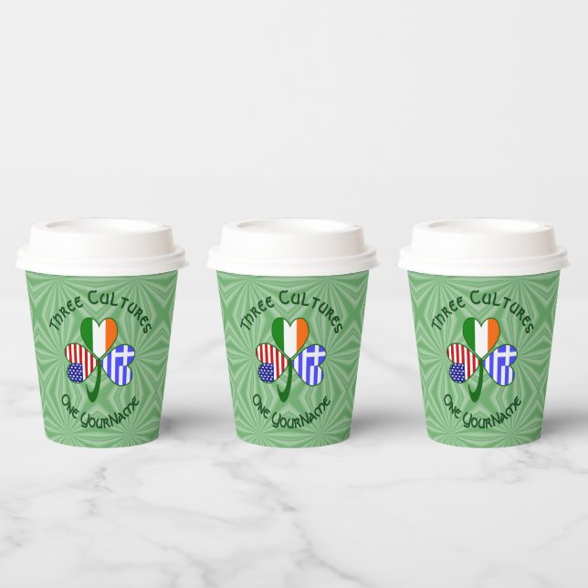 Gobelets En Papier Greece Ireland USA Shamrock Personalized Text  (Multi)