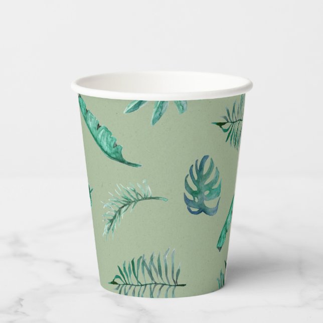 Gobelets En Papier Green Botanical Baby Shower Cups (Verso)