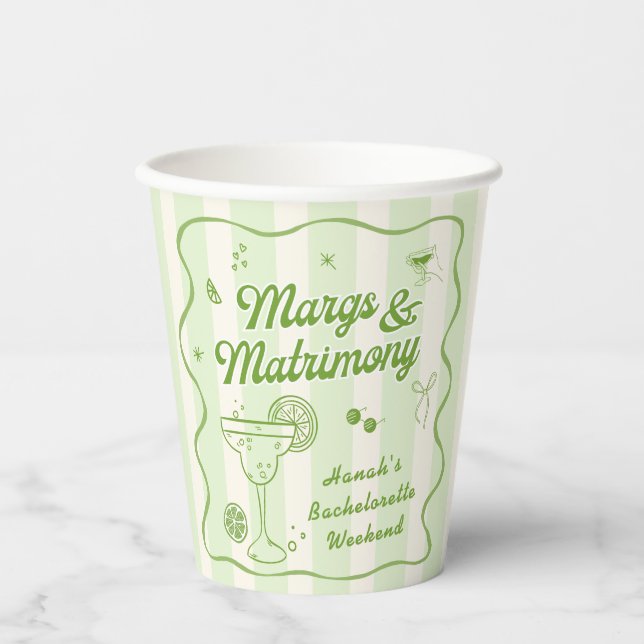 Gobelets En Papier Green Margarita Bachelorte (Recto)