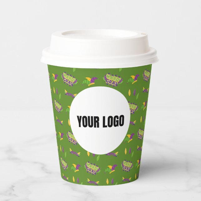 Gobelets En Papier Green New Orleans Jester Mardi Gras Custom Logo Pa (Recto)