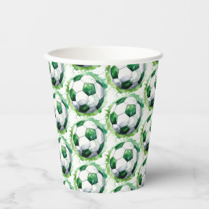 Gobelets En Papier Green Soccer Sports Boy Jersey Anniversaire de enf