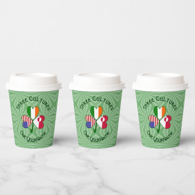Gobelets En Papier Greenlander Irish USA Shamrock Personalized Text (Multi)