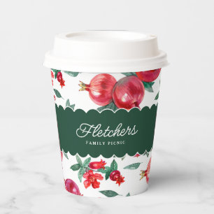 Gobelets En Papier Grenade verte et rouge Botanique Personnalisable