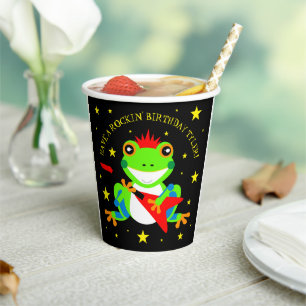 Gobelets En Papier Grenouille d'arbre d'anniversaire de Rockin avec g