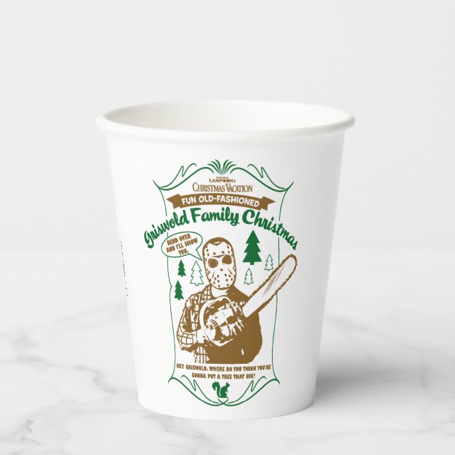 Gobelets En Papier Griswold Famille de Noël Chainsaw Graphique (Recto)