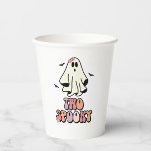 Gobelets En Papier groovy Fantôme rétro Halloween Deux Anniversaire S