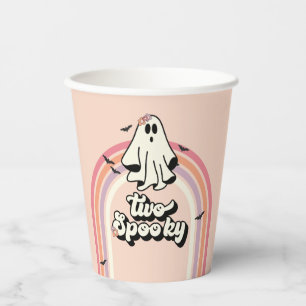 Gobelets En Papier groovy Fantôme rétro Halloween Deux Anniversaire S