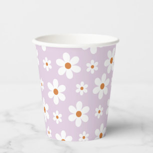 Gobelets En Papier Groovy Retro Daisy Violet