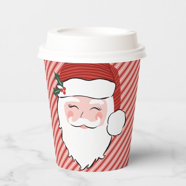 Gobelets En Papier Grosses tasses de papier de Noël visage Père Noël (Recto)