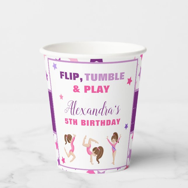 Gobelets En Papier Gymnastique Girl Stars Anniversaire (Recto)