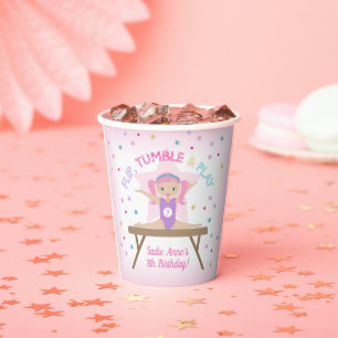 Gobelets En Papier Gymnastique Jump rose cheveux fête d'anniversaire