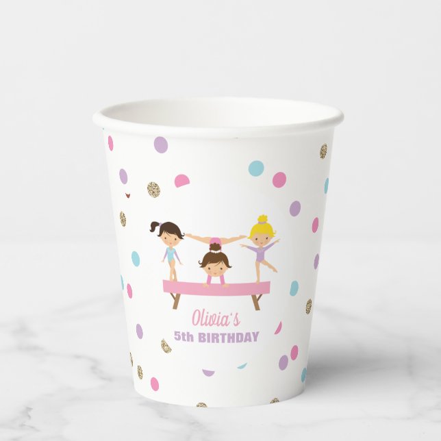 Gobelets En Papier Gymnastique pastel anniversaire (Recto)