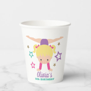 Gobelets En Papier Gymnastique rose violet turquoise fille Anniversai