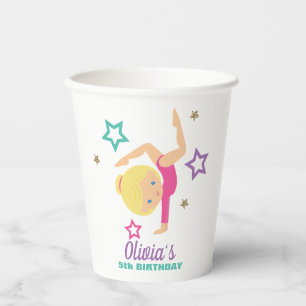 Gobelets En Papier Gymnastique Rose Violet Turquoise Fille Anniversai