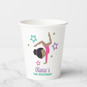Gobelets En Papier Gymnastique rose violet turquoise fille Anniversai