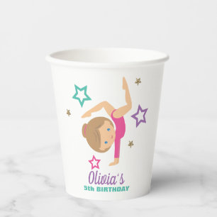 Gobelets En Papier Gymnastique rose violet turquoise fille Anniversai