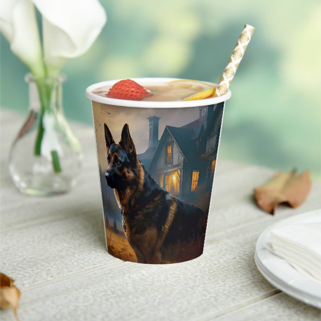 Gobelets En Papier Halloween berger allemand effroi (Insitu)