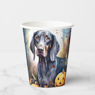 Gobelets En Papier Halloween Bluetick Coonhound avec citrouilles effr