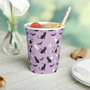 Gobelets En Papier Halloween chat violet