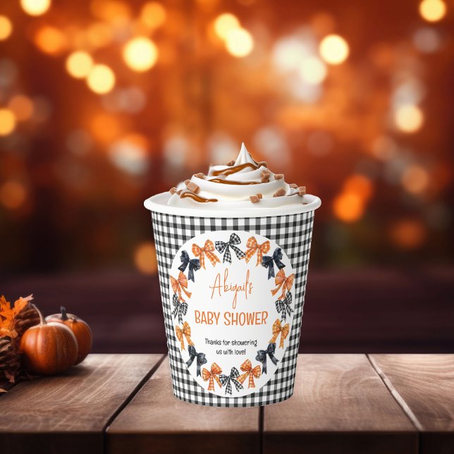 Gobelets En Papier Halloween Coquette Black | Baby shower Orange Bows (Halloween Coquette Black and Orange Bows Baby Shower Paper Cup)