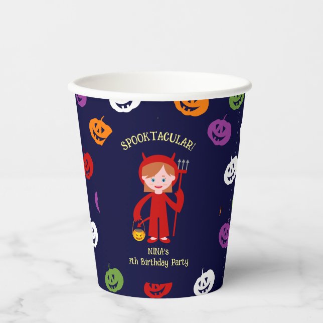 Gobelets En Papier Halloween Costume fille fête d'anniversaire (Recto)