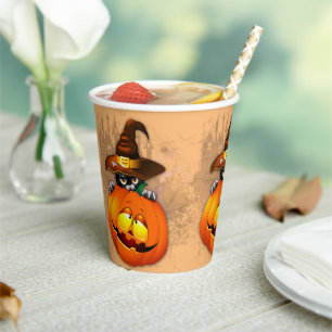 Gobelets En Papier Halloween Cute Kitty Witch et ami Citrouille