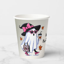 Halloween Cute Stylish Witch Ghost Elegant Café