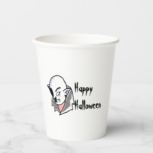 Gobelets En Papier Halloween Dracula tiré à la main (Recto)