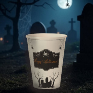 Gobelets En Papier Halloween du cimetière éffrayant