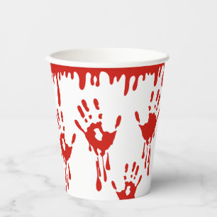 Gobelets En Papier Halloween du sang et des empreintes digitales