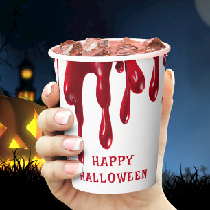 Gobelets En Papier Halloween Éffrayant rouge et blanc de la goutte de