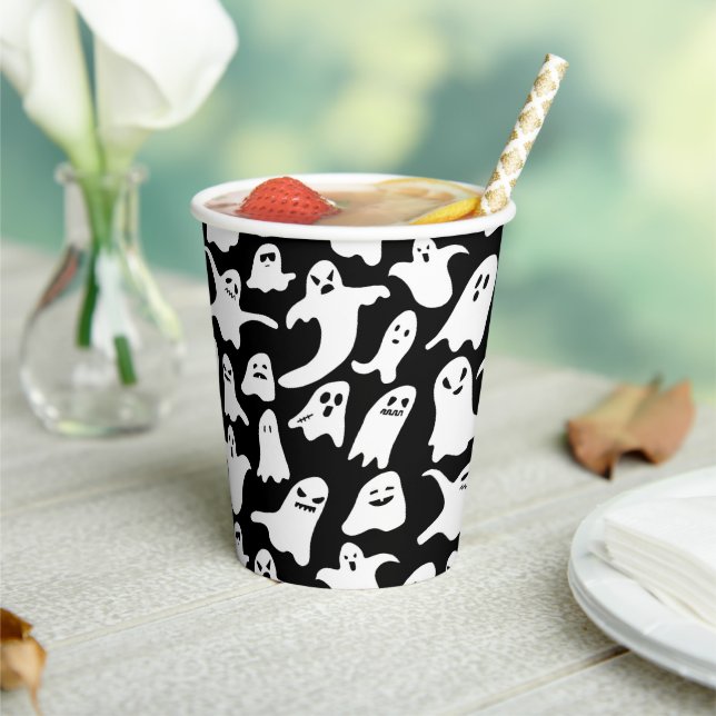Gobelets En Papier Halloween fantôme éffrayant noir (Insitu)