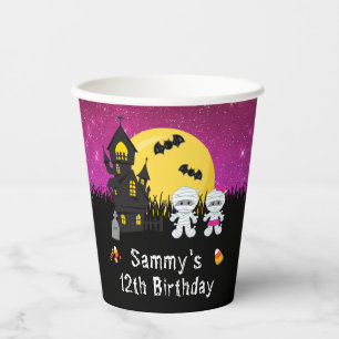 Gobelets En Papier Halloween fête d'anniversaire maman rose